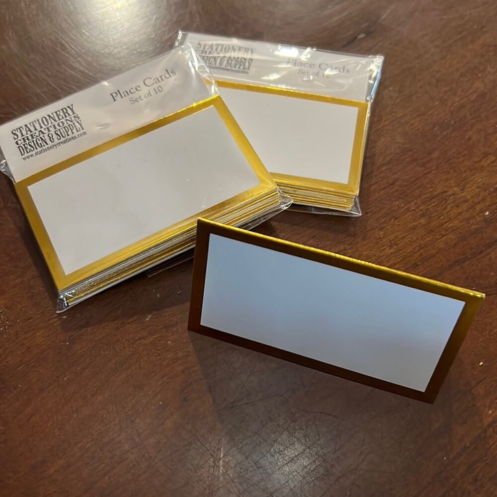 Gold Border Place Cards Set of 20 NEW
